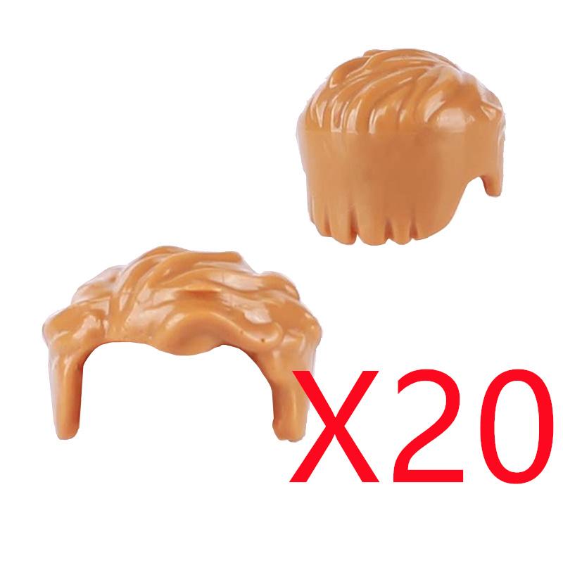 MOC City Building Blocks Figure Body Parts Creative Accessories Long Hair Brown Black Gold Mini Brick Compatible Toy Gift k030
