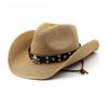 Stile Etnico Cappello da Cowboy Estivo Protezione Solare Intreccio di Paglia Cappello Western Protezione Solare