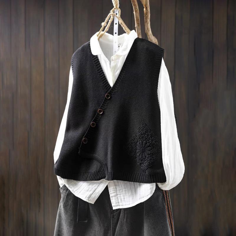 Winter V-Ausschnitt Weste Damen Locker Geschnitten Layering Strickjacke Herbst Warm Mode Übergroß Ärmellos