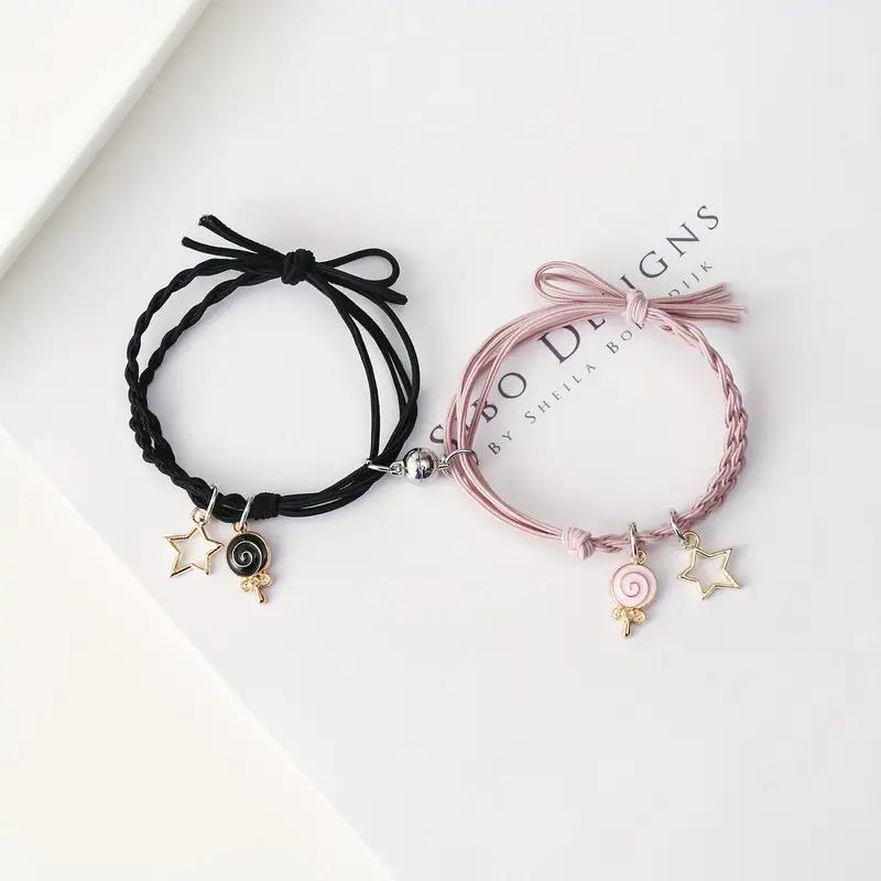 Cartoon Heart and Rabbit Butterfly Bracelet with Attracting Magnets for Women and Couples