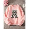 Oversized Round Neck Graphic Sweatshirt Kids Unisex with Black Greek Letter A & Leopard Print - Soft  Sweater for, Casual Wear