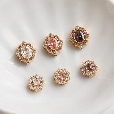 14K Gold Filled Zirkon Spitze Rhombus Abstandshalter Perlen Runde Perlen Halskette DIY Schmuckzubehör