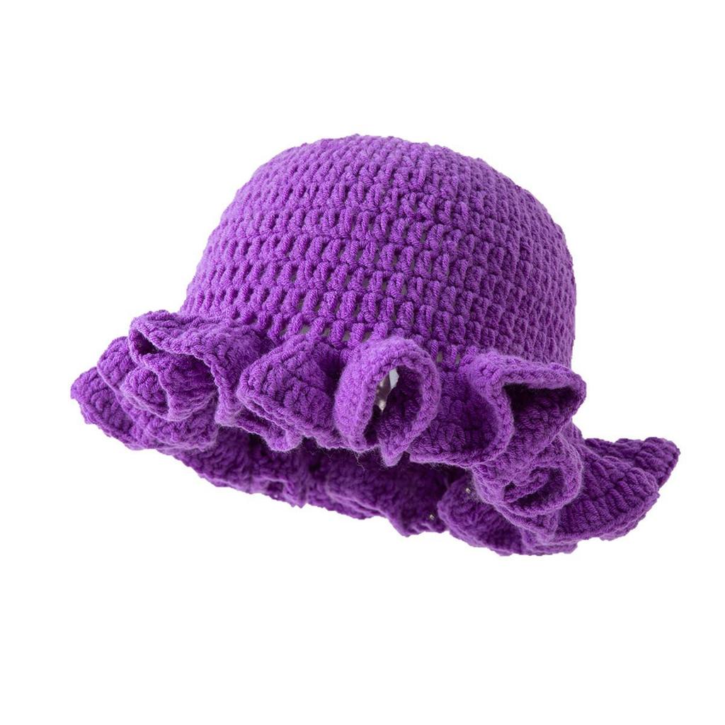 Handmade Wool Knit Hat: Thick, Windproof, Simple, Versatile, Solid Color for Autumn and Winter.