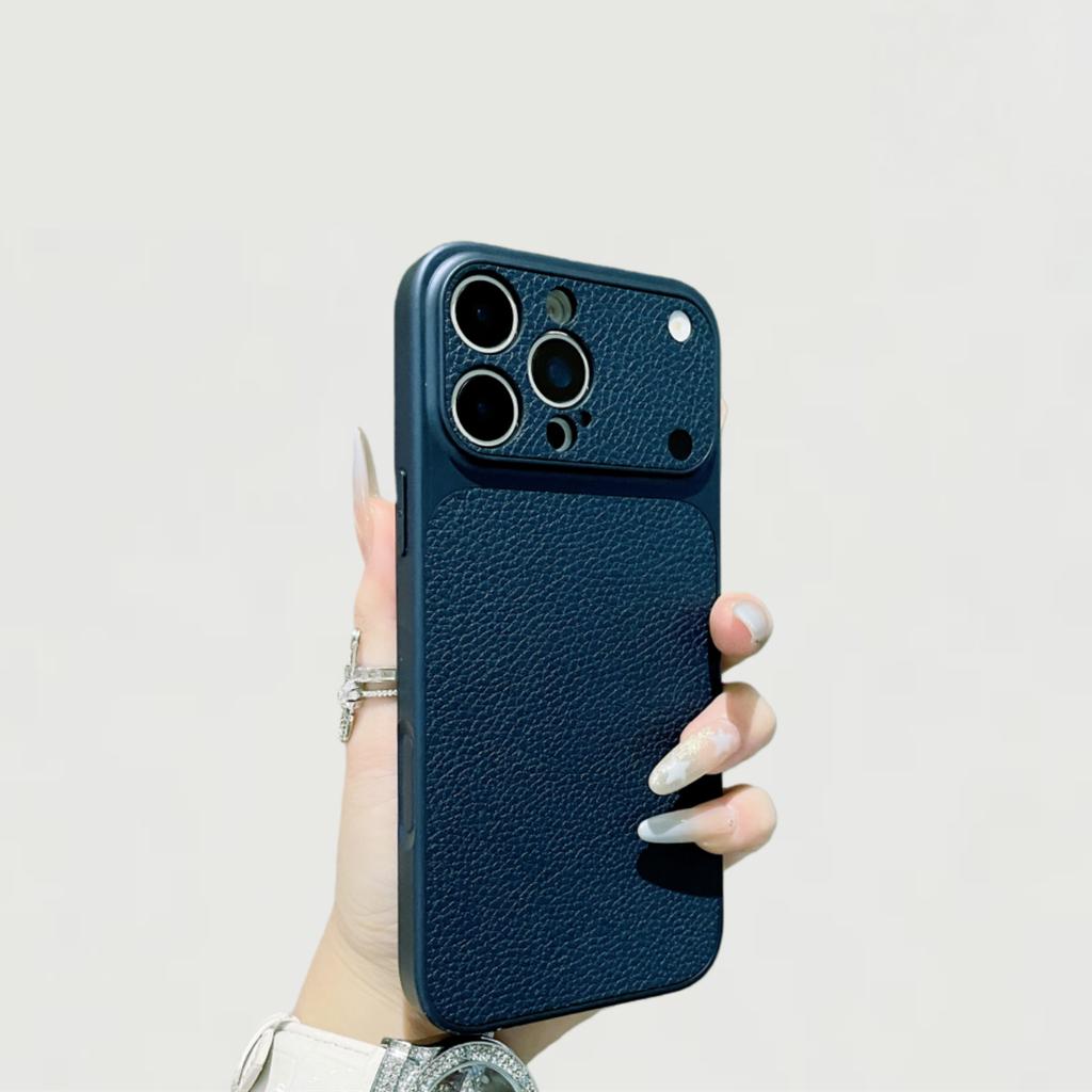 Seconds Change 17 Lychee Pattern, Suitable for iPhone15ProMax Mobile Phone Case Imitation Leather Apple 16 All-inclusive 13 Protective Case 14