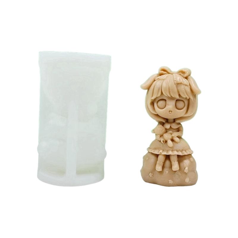 Princess Doll Candle Mold Silicone Gypsum Molds Desktop Decorations Handmade Scented Candle Making Wax Resin Soap Mould