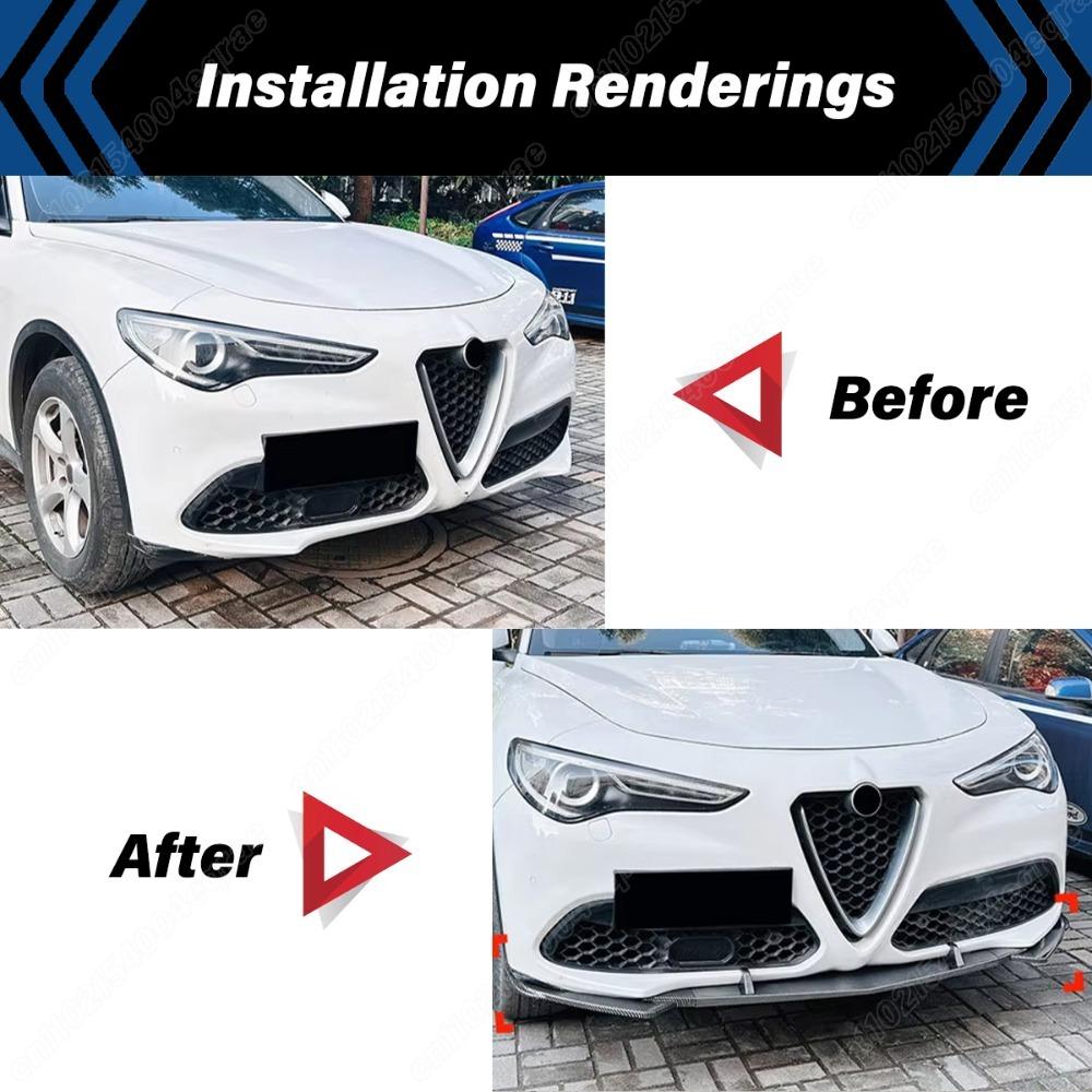 For Alfa Romeo Stelvio 2017 2018 2019 2020 2021 2022 2023 2024 Car Front Bumper Lip Splitter Front Blade Guard Protector Cover