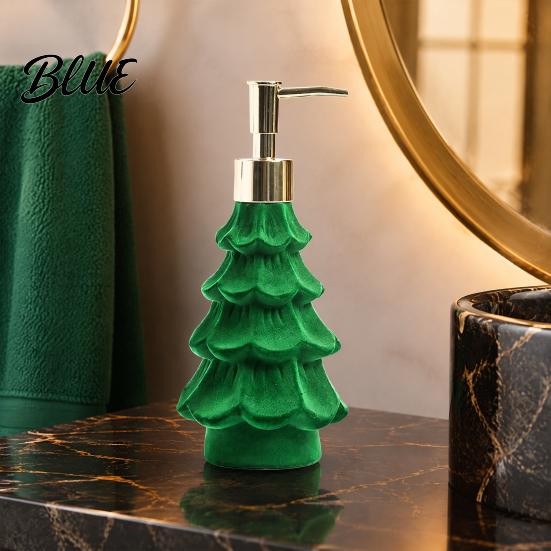 Bathroom Organizers And Storage Christmas Tree Soap Dispenser Flocking Effect Refillable Lotion Modern Pump for Guest Bottle Reusable Dispenser