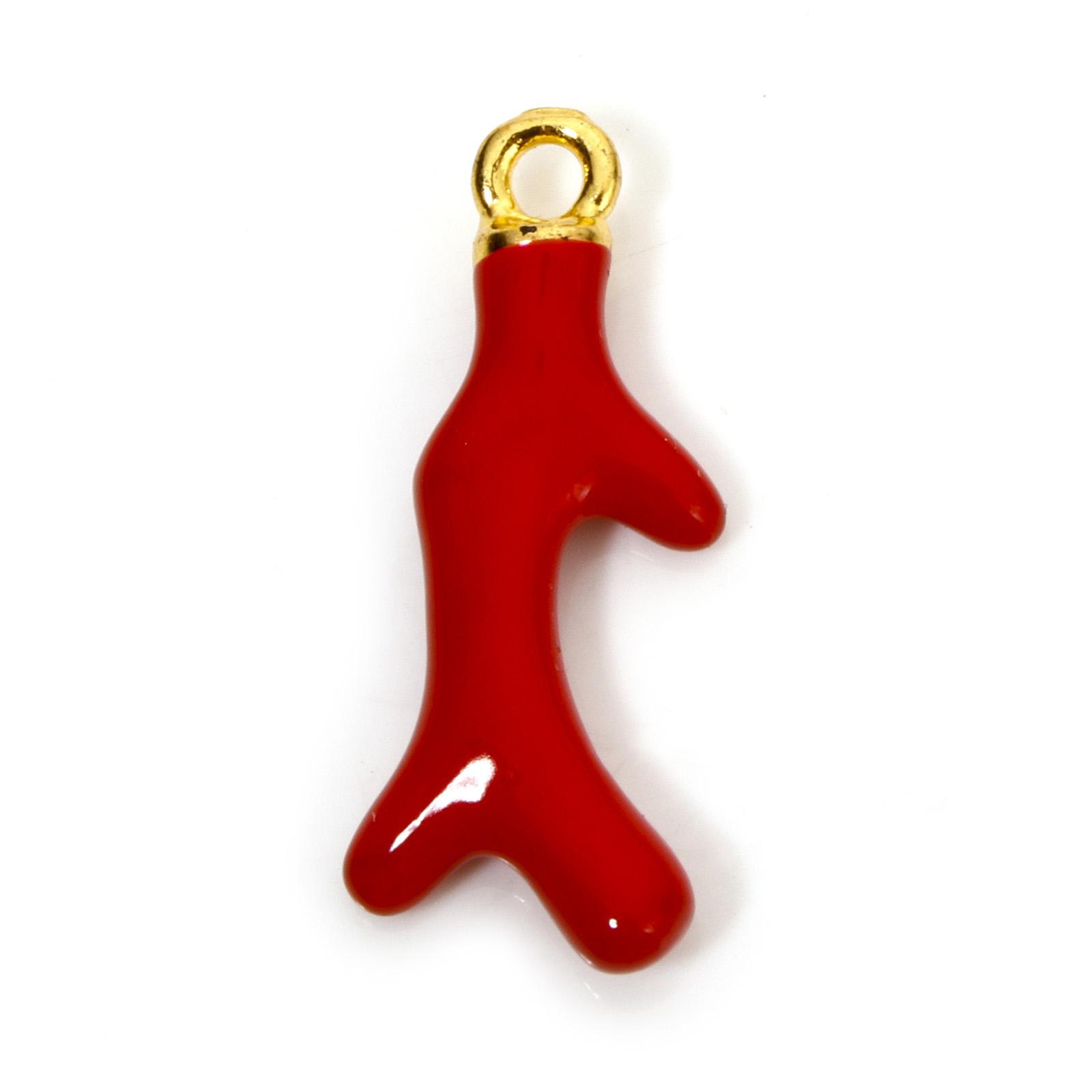 

10 PCs Zinc Based Alloy Ocean Jewelry Charms Gold Color Enamel 3D Red Crab Lobster Coral Pendant For Diy Necklace Jewelry Making Gold