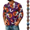 Men's Casual Raglan Three-Quarter Sleeve Shirt Halloween Print