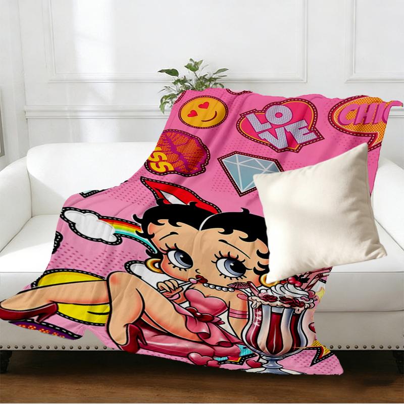 Betty Boop Print Blanket - Soft & Comfortable, for Bedroom, Travel, Sofa, Home Decoration - Birthday Christmas Gift for Friend