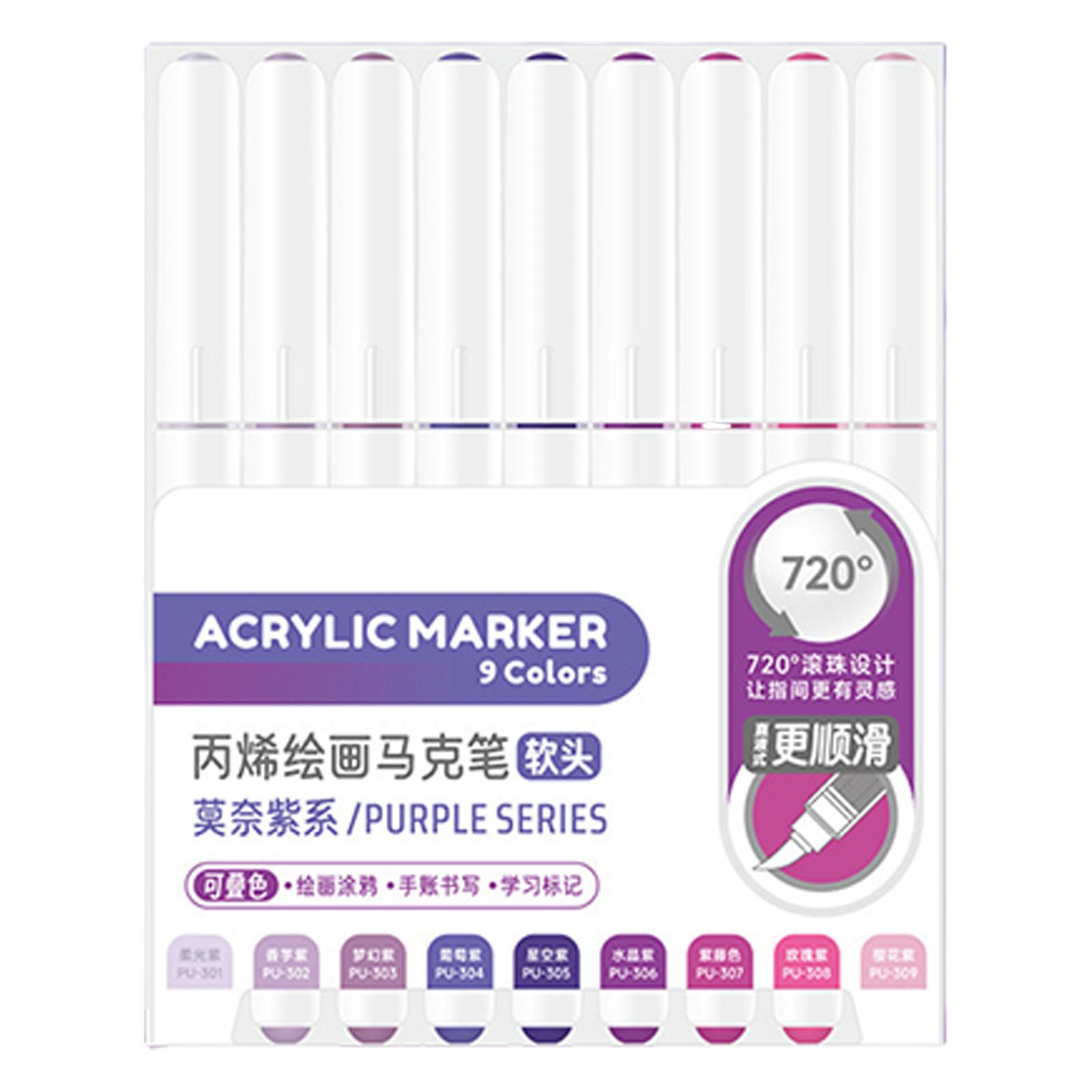 

9 цветов Жидкий акриловый маркер Акриловая краска Ручка Кисть для рисования Изготовление открыток Скрапбукинг Ведение дневника Раскрашивание 4