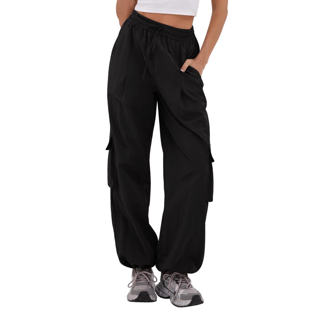 Women's Casual Pants Cargo Pants Elastic Waisted Hiking Pants With Pockets Lightweight Baggy Pants