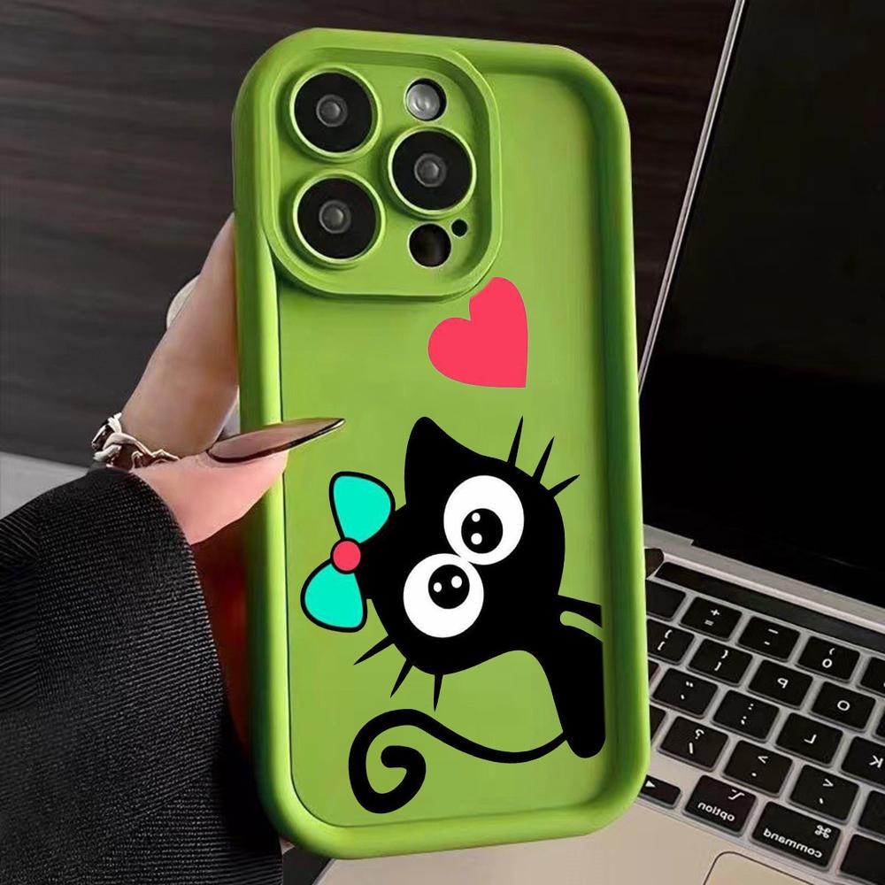 LZ11 cat Cute art design Silicone Phone Case for iPhone 11 13 14 15 16 Pro Max 7 8 16 Plus 12 mini XS Max XR Shockproof Back Cover