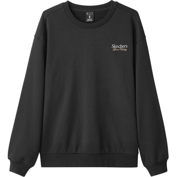 Skechers Sports League Series Crew Neck Pullover Letter Sweatshirt Unisex Sweatshirt Black L424M022-0018 M