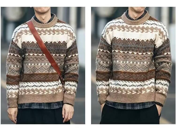 Men's Retro Fair Isle Jacquard Christmas Sweater - High-End Vintage Winter Knit