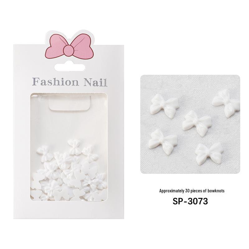 

Черно-белые 3D смоляные бантики-ленты для нейл-арта (30шт)