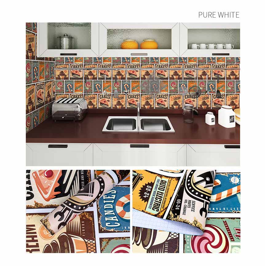 Retro Cartoon Self-Adhesive Waterproof Wallpaper Bedroom Living Room Wall Decor Desk & Furniture DIY Removable Stickers