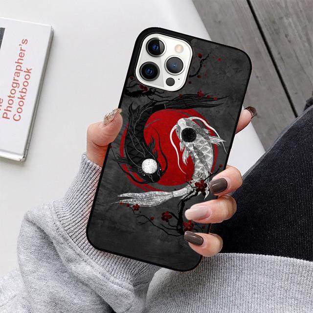 Koi Fish Yin Yang Art Mobile Phone Cases Cover For iPhone 17 Air 16 15 14 12 13 11 Pro MAX apple Plus Coque