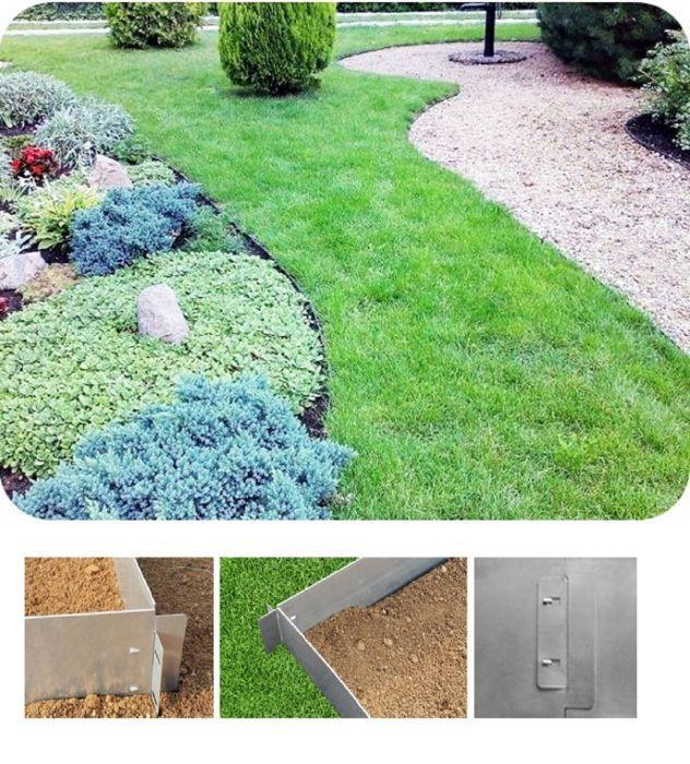Bordure de Jardin en métal alu/zinc - ICH-ZAPFE.DE - 14 cm x 100 cm - Galvanisé - Gris