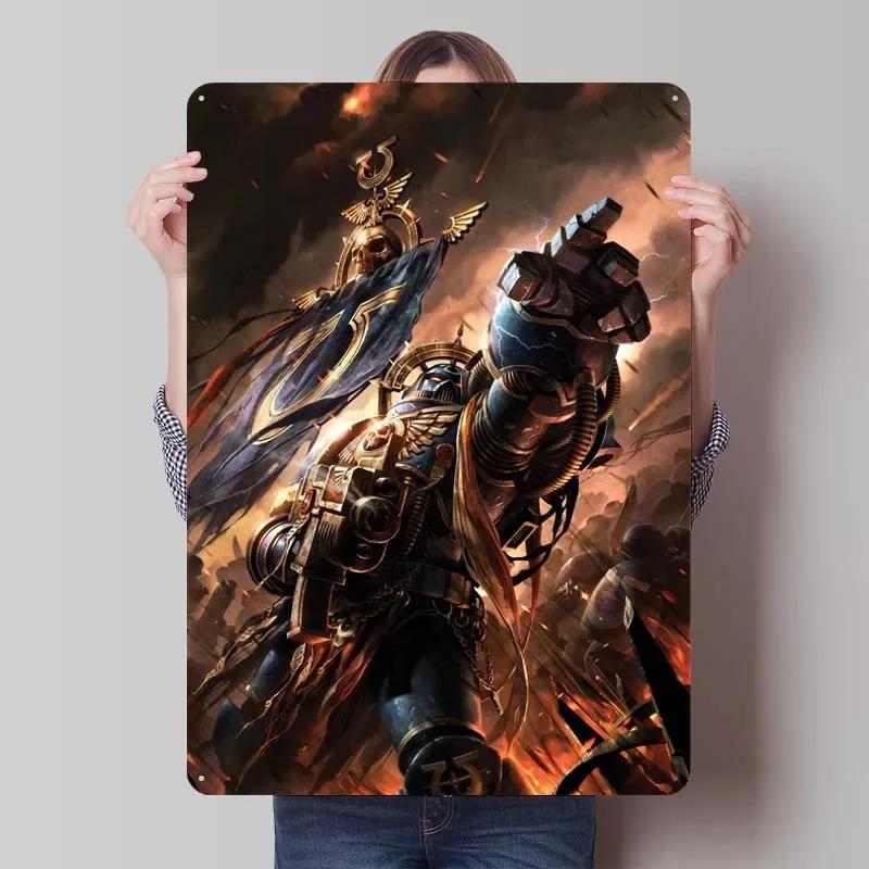 W-Warhammers Metallschild Anpassbare Spieleposter Vintage Heimdekoartikel Retro Blechschild für Gamerzimmer-Dekoration Wand