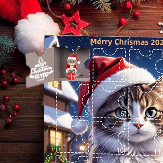 Advent Calendar 2024 Cat Dog Pendant Acrylic Christmas Countdown Calendar for Boys Girls Kids Children Colorful Holiday Room Decorations Gifts