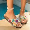 Women Slippers Large Size Platform Thick Heel Sandals Summer Colorful Diamond Buckle Slippers Fashion Slip-On Shoes Slides Women