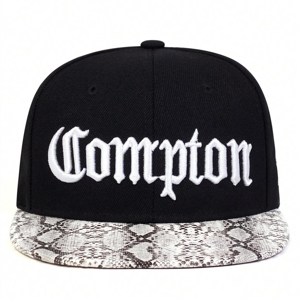 COMPTON Czapka z daszkiem z haftem Hip-hopowa czapka Snapback Płaski daszek Punk Rockowe czapki Modne czapki codzienne