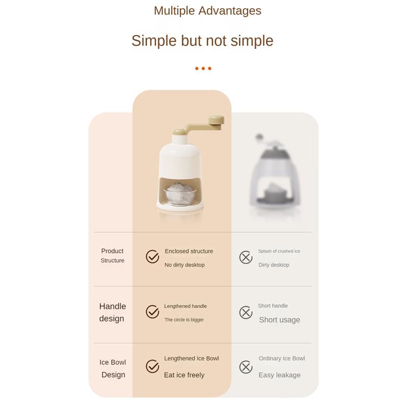 ABWR-Ice Crusher Manual Rotary Hand Shaved Ice Crusher Small Manual Shaving Ice Machine For Household For Cafe Bar Kitchen