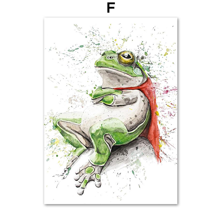 Watercolor Bear Rabbit Whale Dog Eagle Frog Wall Art Canvas Painting Nordic Posters And Prints Pictures For Living Room Decor