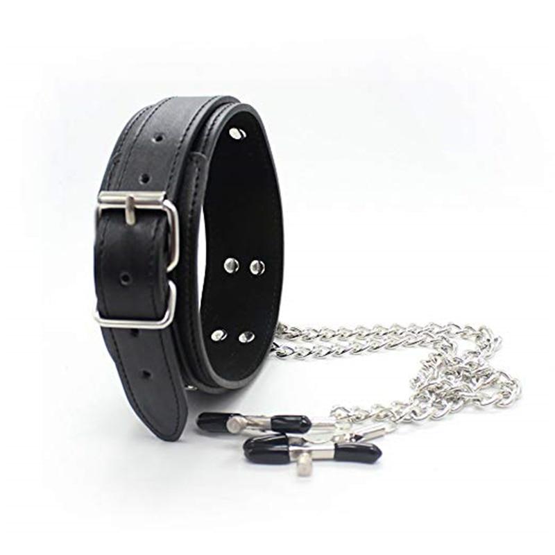 Leather Collar Nipple Clip For Women Alternative Fetish Play Toys Adjustable Bondage Accessories Sensual Stimulation Adult Products
