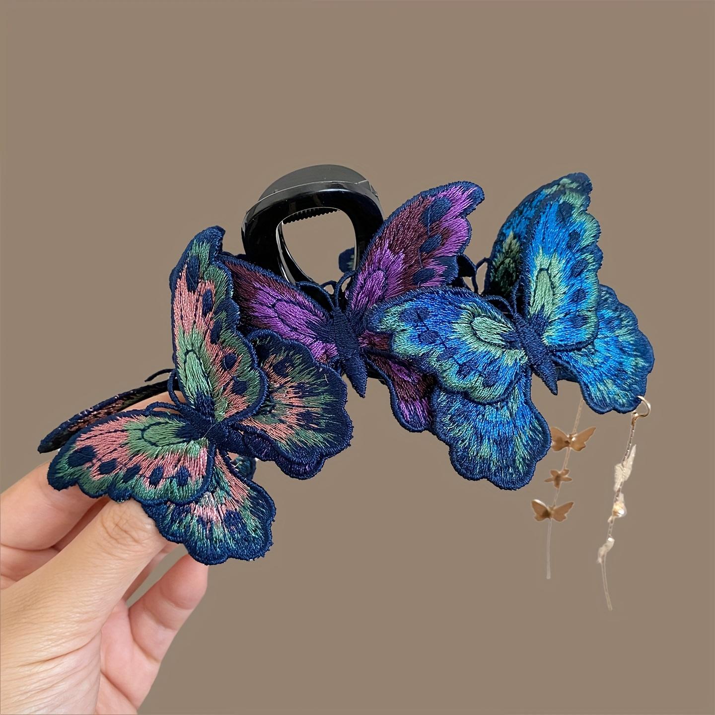 Vintage Butterfly Hair Clips for Women, Ponytail Holders with Butterfly, Perfect for Braids and Waves, Butterfly Hair Clips темно-синий