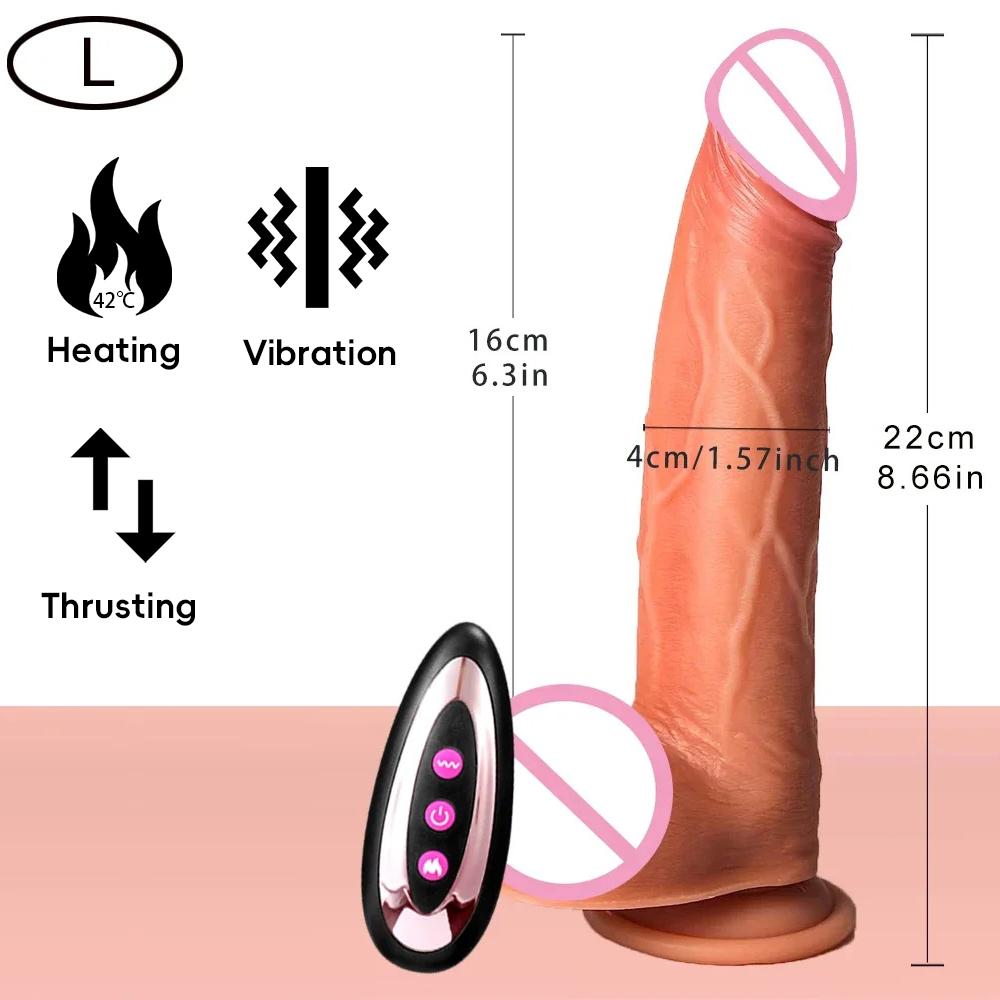 Realistic Dildo Penis Vibrator Heating Telescopic Dick Butt Plug Masturbator Sexy Adult Women Anal Dildos Vibrators Sex Toys 18