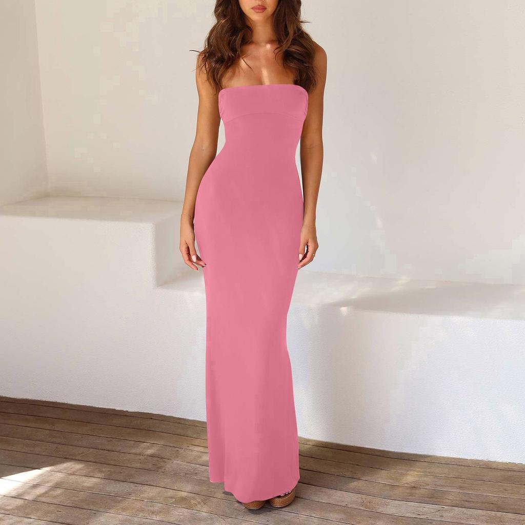 Women's Fashion Casual Summer Color Backless Sleeveless Slim Fit Suspender Dress