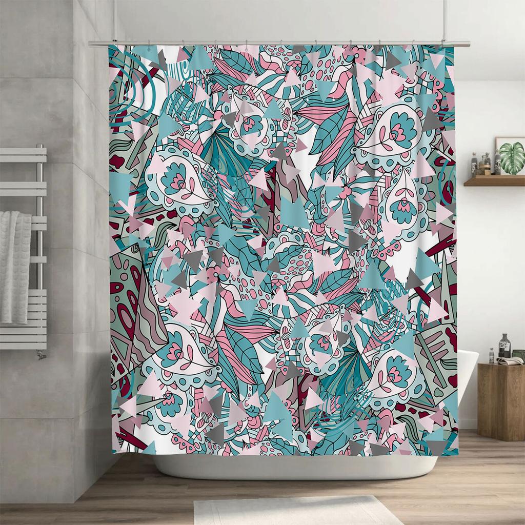 Colorful Mandala Shower CurtainBath Decor for Home Bathroom Waterproof Fabric with Hooks, 72 x 84 Inches Pink Blue White Purple