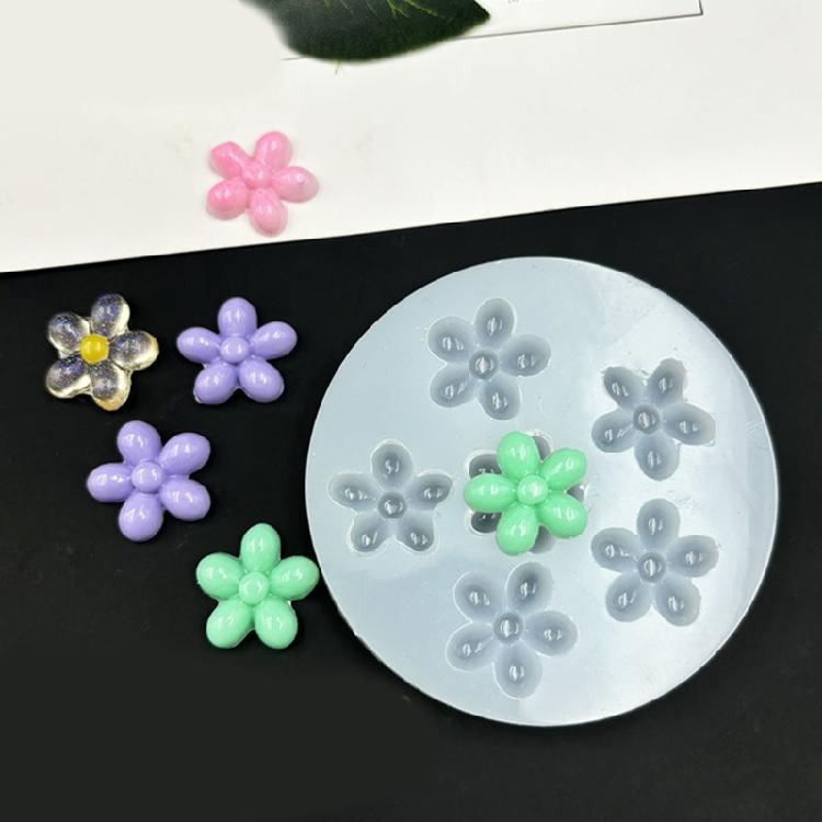 Silicone Craft Mold Collection 6 Flower Designs Rose Petal Pinecone Blossom Heat Safe Flexible For DIY Jewelry Creation