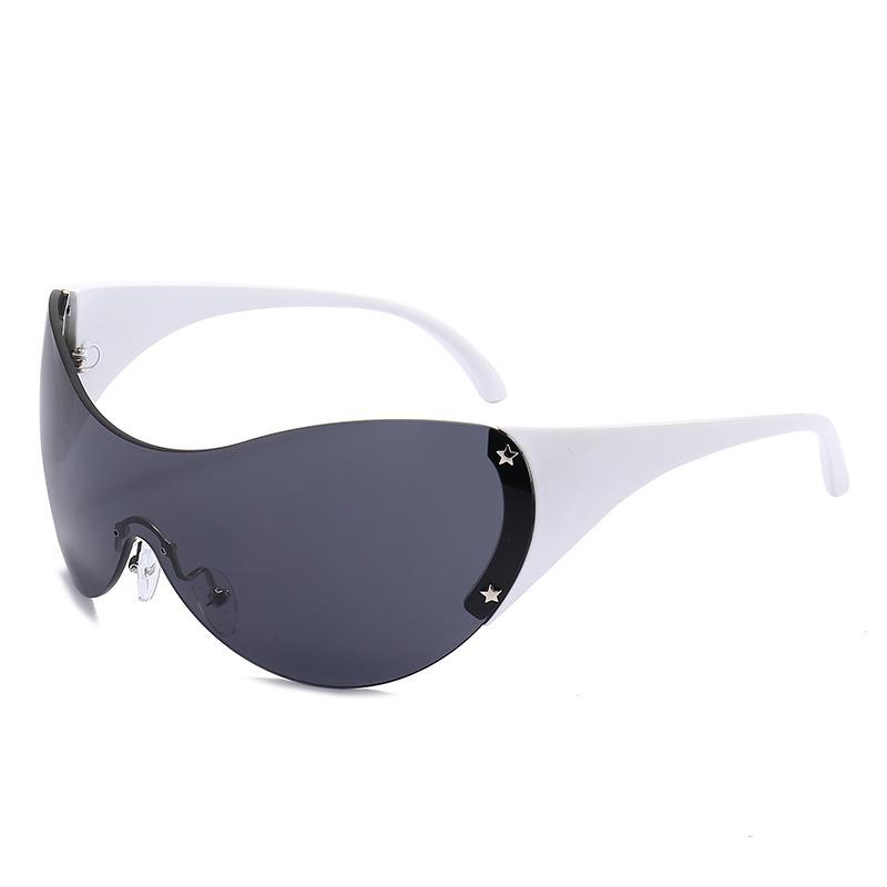 New YK sunglasses frameless one-piece European and American large round glasses fashionable large frame goggles personalized sunglasses