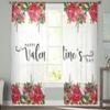 Valentine Flower Red Rose Tulle Curtains For Living Room Bedroom Home Decor Chiffon Sheer Voile Kitchen Curtain