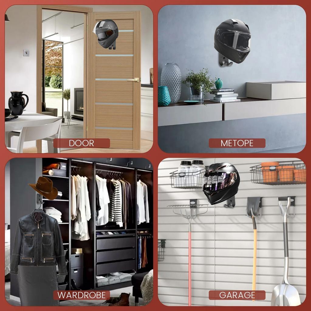 Motorcycle Helmet Holder Wall Mounted Bicycle Helmet Display Rack 180° Rotatable Motorcycle Car Parts Tool for Bag Coats Caps