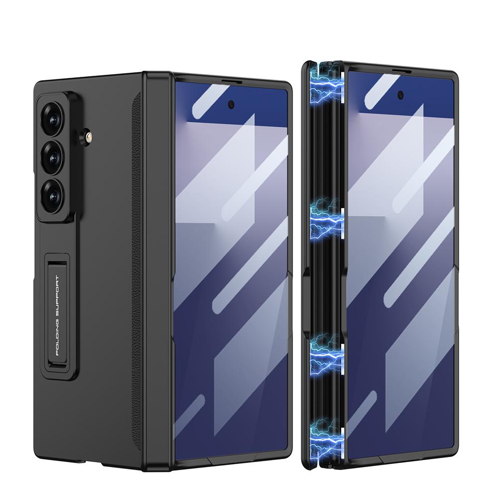 Magnetic Hinge Protective Case For Samsung Galaxy Z Fold 7 6 5 With Screen Glass Film Anti-fall Matte Stand Z Fold7 Fold6 Cover