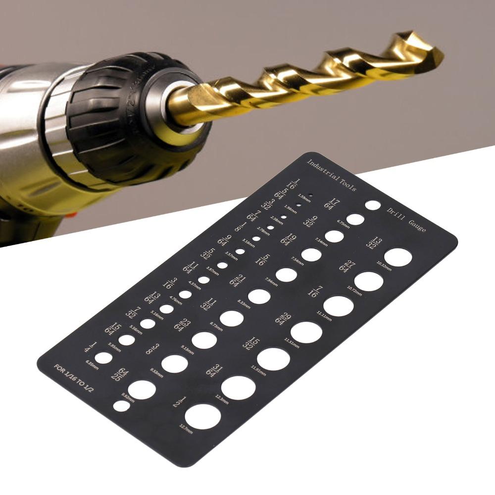 2 PCS Stainless Steel Drill Bit Gauge 1/16 Inch to 1/2 Inch 29-Holes Drill Bit Size Gauge Silver Black