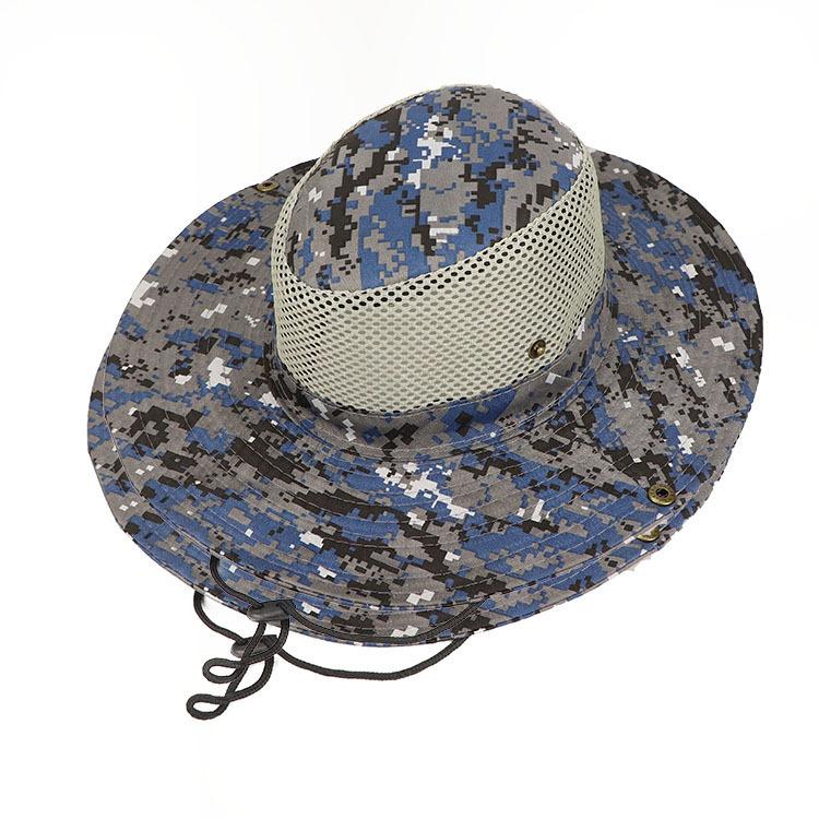 Men's Sunscreen Visor Cap Mesh Breathable Digital Camouflage Bucket Hat Outdoor Foldable Big Eaves Mountaineering Fishing Hat