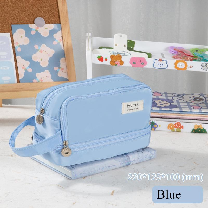 Fashion Storage Bag Large Capacity High Appearance Level Student Pen Bag Double-layer Simple Multi-functional Pencil Case Pencil Case