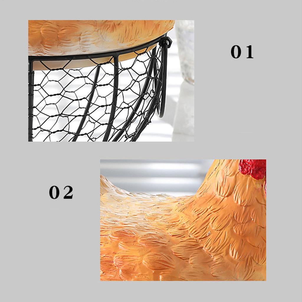 Egg Basket Vintage Metal Organizer Egg Gathering Basket with Hen Lid for Fruit Snack Farmhouse Kitchen Desktop Farm Easter