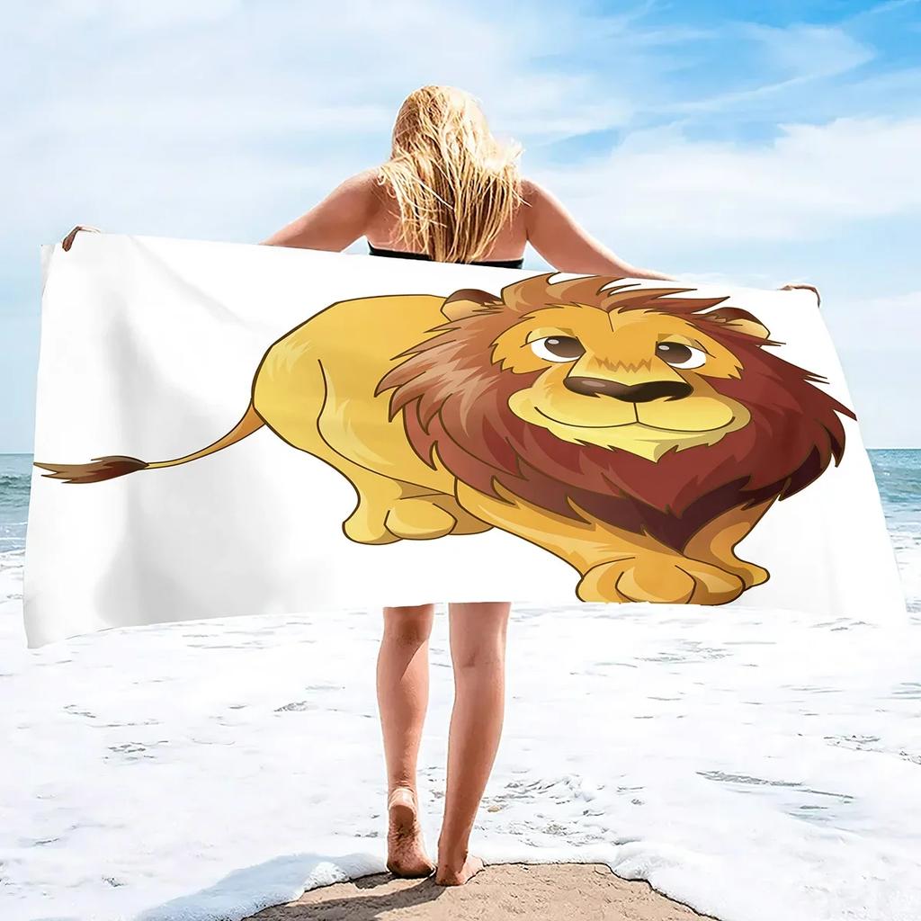Schattig Cartoon Dierenprint Microvezel Strandlaken, Groot Badlaken Sneldrogend Absorberend Zandvrij Handdoek voor Badkamer, Reizen, Sport