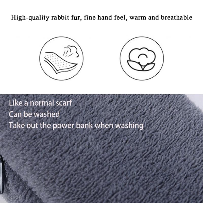 Electric Winter Warmer Heated Scarf Faux Rabbit Fur USB Rechargeable Temperature Control Heating Neck Wrap Shawl Scarf for Women