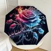 1pc Flaming Ice Rose with Crown Umbrella with Plastic Handle,Suitable for All Seasons Home Travel Outdoor UmbrellaDD1518
