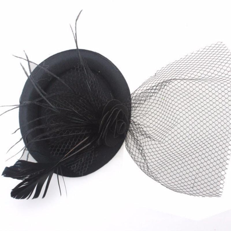 Elegante Dame Top Net Mesh lkäfig Schleier Feder Fascinator Haarnadel HutYT Elegante Dame Top Net Mesh lkäfig Schleier Feder Fascinator Haarnadel HutYT