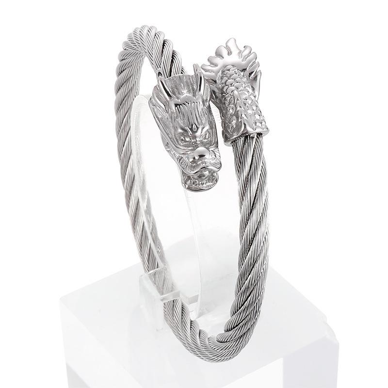 

Панк Вакуумная гальваника 18-каратные ручные украшения Европейские и американские модные индивидуальные однопроводные краны Хвост дракона Мужской браслет из титановой стали