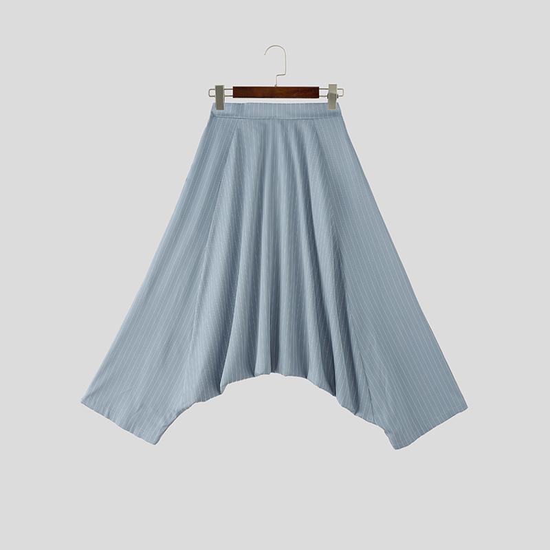 INCERUN Vintage Men Elastic Waist Gothic Striped Casual Baggy Drop-crotch Pants
