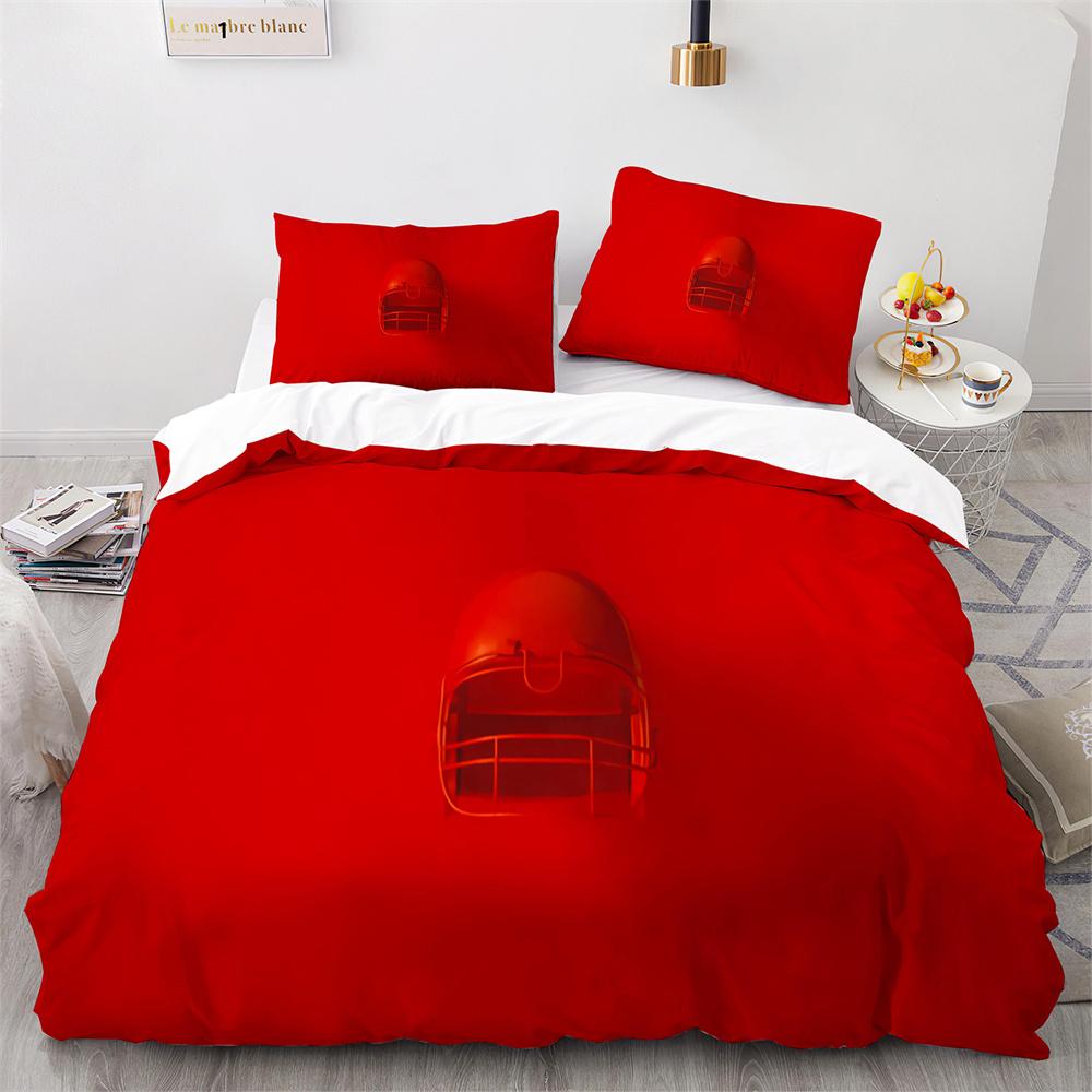 American Football Duvet Cover Set 3D Sports Rugby Player Comforter Cover Skull Football Player Polyester Bedding Set for Kid Boy